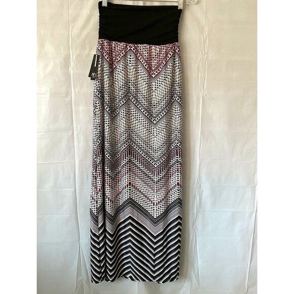 ND New Directions Boho Maxi Skirt S Chevron Geometric Multicolor Festival Y2K - Picture 1 of 9